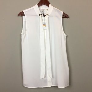 Calvin Klein White Sleeveless Blouse Size Small